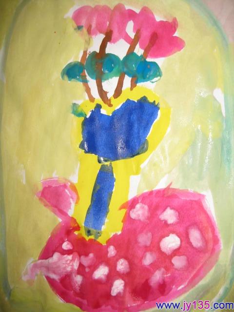 小班幼儿绘画作品:水粉:花瓶_幼儿园幼儿绘画