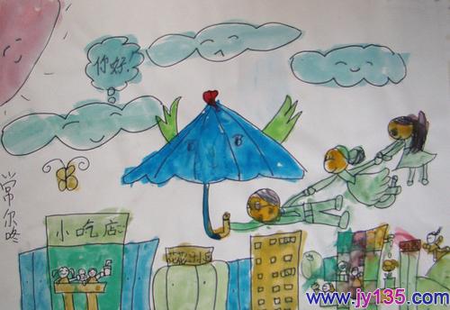 漂亮的大花伞图片 幼儿创意画组图_幼儿园幼儿