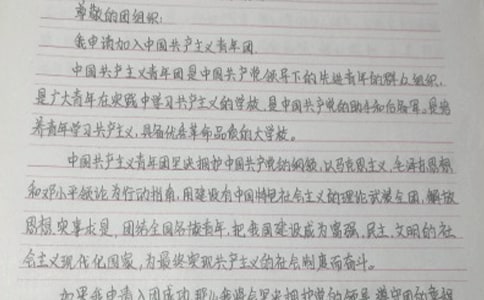 标准初一入团申请书
